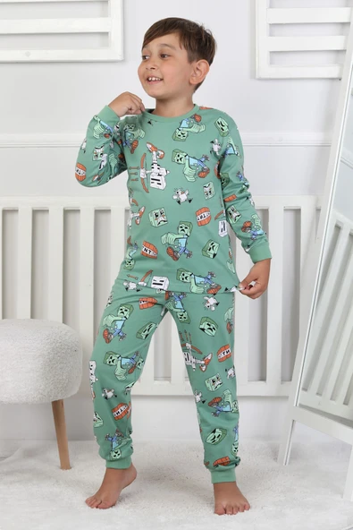 Computer Game Desenli Erkek Çocuk Pijama Takımı - Resim 12