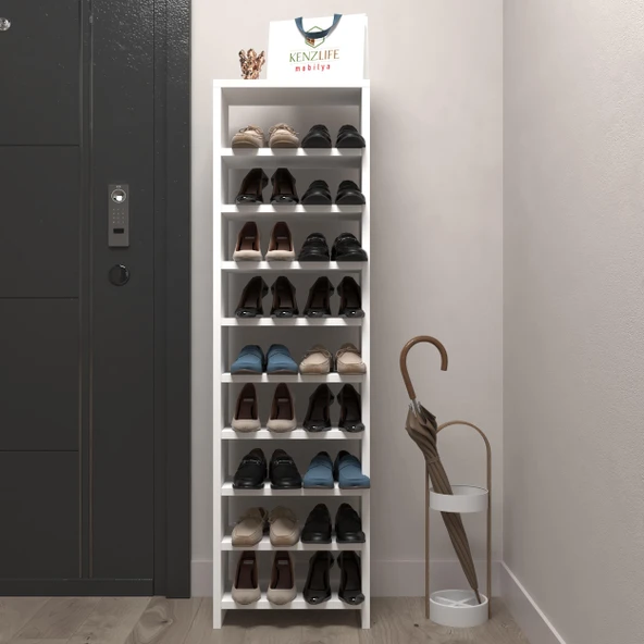 Kenzlife ayakkabılık mısri mat beyaz suntalam 140*040*20 onsekiz çift ayakkabı kapasitesi arkalıksız - 1
