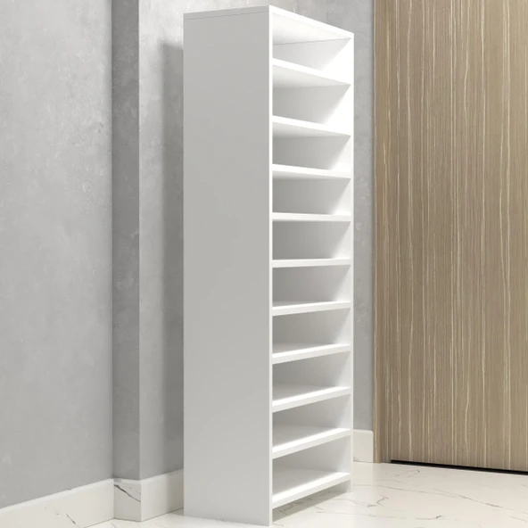 Kenzlife ayakkabılık konevi mat beyaz suntalam 155*060*30 otuz çift ayakkabı kapasitesi arkalıksız - Resim 3