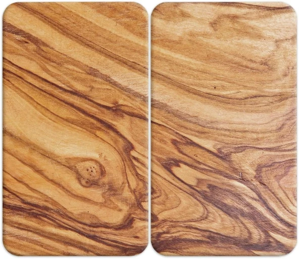 2'li 30x52 Cm Cam Ocak Koruyucu 4'lü Ocaklar Için Ahşap Model ürün görseli