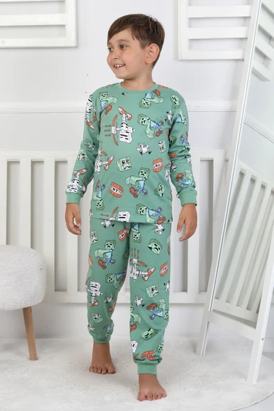 Computer Game Desenli Erkek Çocuk Pijama Takımı - Resim 10