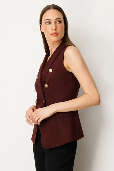 Kruvaze Yaka Kapak Cepli Yelek Ekol - 5