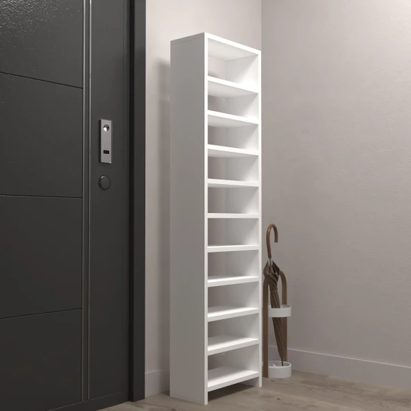 Kenzlife ayakkabılık mısri mat beyaz suntalam 155*040*20 yirmi çift ayakkabı kapasitesi arkalıksız - 3