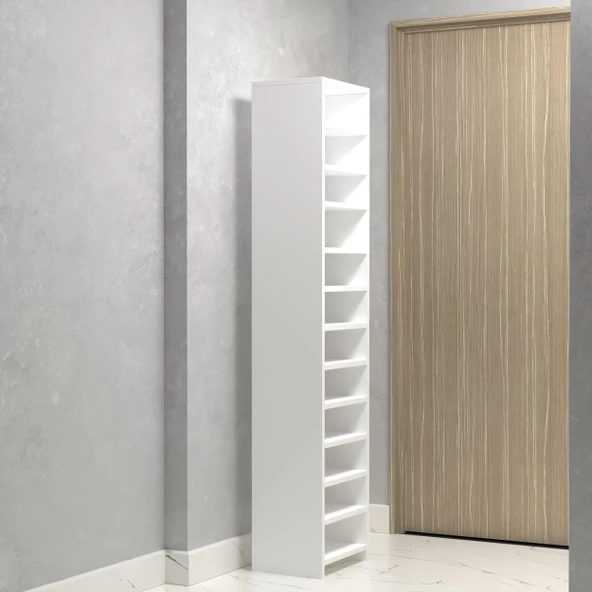 Kenzlife ayakkabılık konevi mat beyaz suntalam 183*040*30 yirmidört çift ayakkabı kapasitesi arkalıksız - Resim 3