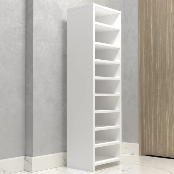 Kenzlife ayakkabılık konevi mat beyaz suntalam 140*040*30 onsekiz çift ayakkabı kapasitesi arkalıksız - 3