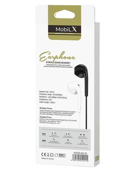 MobiLX ME-02 Beyaz Spor Kulak İçi Kulaklık – Aux Girişli, HD Ses Kalitesi, Tüm Telefon ve Cihazlarla Uyumlu - 3