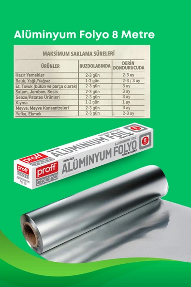 6 Adet 8 Metre Alüminyum Folyo  Dayanıklı ve Çok Amaçlı Mutfak Folyosu- 8 Metre Folyo - Resim 2