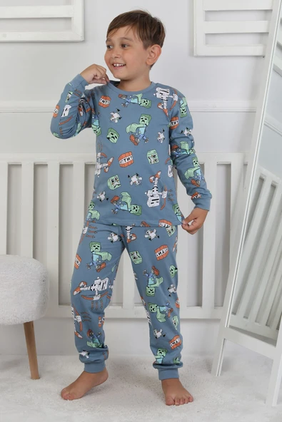 Computer Game Desenli Erkek Çocuk Pijama Takımı - Resim 6