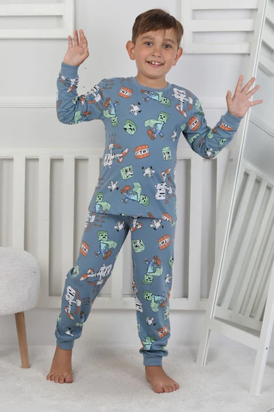 Computer Game Desenli Erkek Çocuk Pijama Takımı - Resim 2
