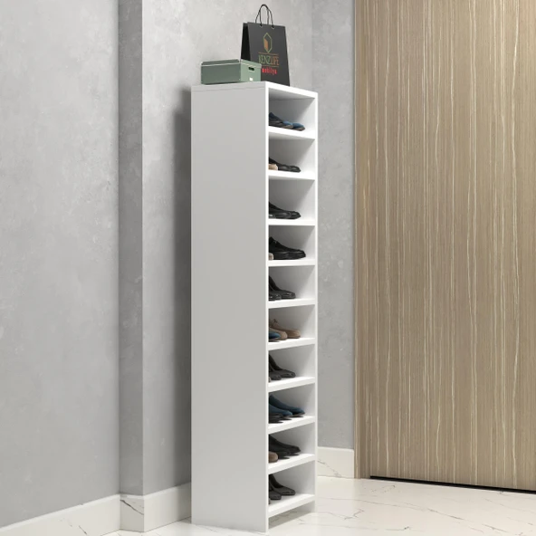 Kenzlife ayakkabılık konevi mat beyaz suntalam 155*040*30 yirmi çift ayakkabı kapasitesi arkalıksız ürün görseli