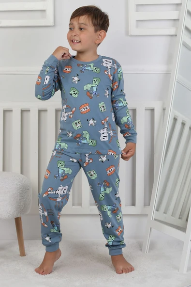 Computer Game Desenli Erkek Çocuk Pijama Takımı - Resim 5