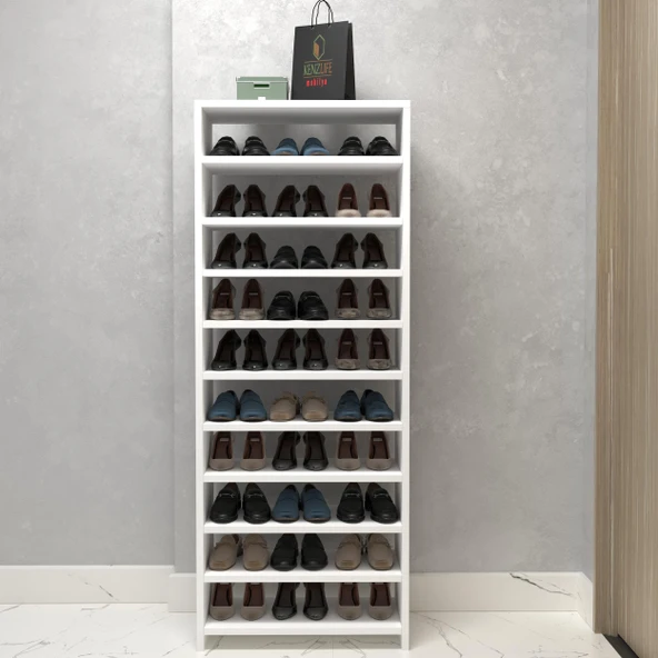 Kenzlife ayakkabılık konevi mat beyaz suntalam 155*060*30 otuz çift ayakkabı kapasitesi arkalıksız - Resim 2