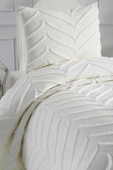 Çeyiz Diyarı Sementina 2 Parça Tek Kişilik Pike Takımı Krem - Resim 4