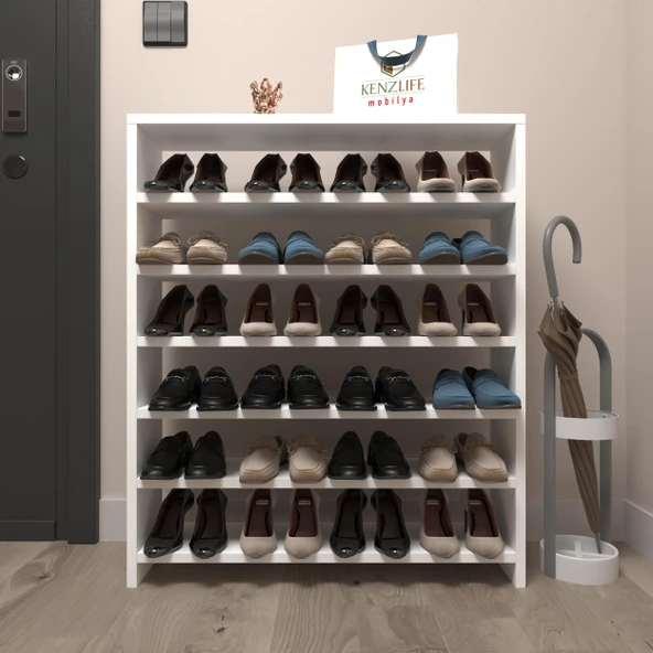 Kenzlife ayakkabılık mısri mat beyaz suntalam 095*080*20 yimidört çift ayakkabı kapasitesi arkalıksız ürün görseli 1