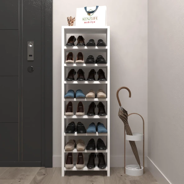 Kenzlife ayakkabılık mısri mat beyaz suntalam 125*040*20 onaltı çift ayakkabı kapasitesi arkalıksız ürün görseli