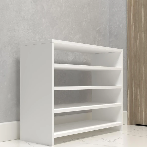 Kenzlife ayakkabılık konevi mat beyaz suntalam 065*080*30 onaltı çift ayakkabı kapasitesi arkalıksız - Resim 3