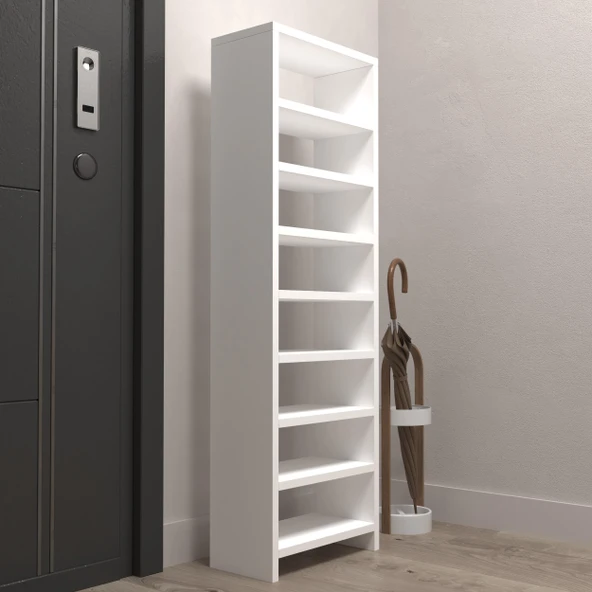 Kenzlife ayakkabılık mısri mat beyaz suntalam 125*040*20 onaltı çift ayakkabı kapasitesi arkalıksız - Resim 3