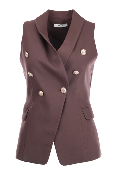 Kruvaze Yaka Kapak Cepli Yelek Ekol - 4