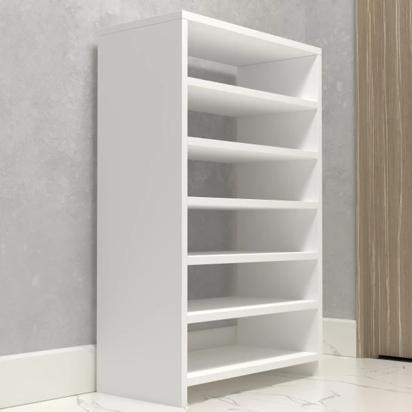 Kenzlife kapaklı ayakkabılık bosnevi mat beyaz suntalam 095*060*30 onsekiz çift ayakkabı kapasitesi arkalıksız - Resim 3