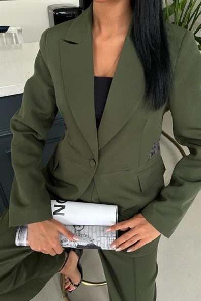 Sırt Dantel Detay Premium Takım Elbise 10031 - Resim 3