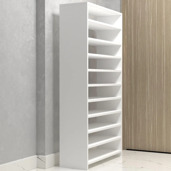 Kenzlife kapaklı ayakkabılık bosnevi mat beyaz suntalam 155*080*30 kırk çift ayakkabı kapasitesi arkalıksız - 3