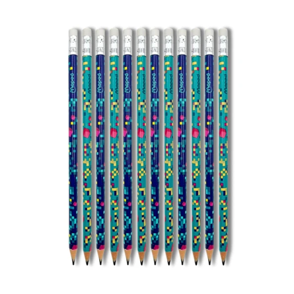 Maped Black Peps Pixel Party Silgili HB Kurşun Kalem (851818) 12 Adet ürün görseli