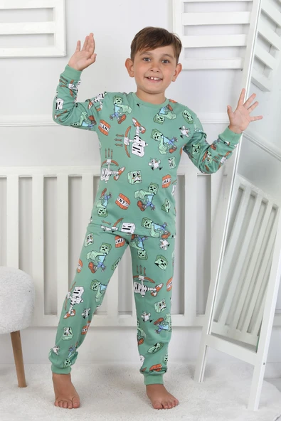 Computer Game Desenli Erkek Çocuk Pijama Takımı - Resim 9