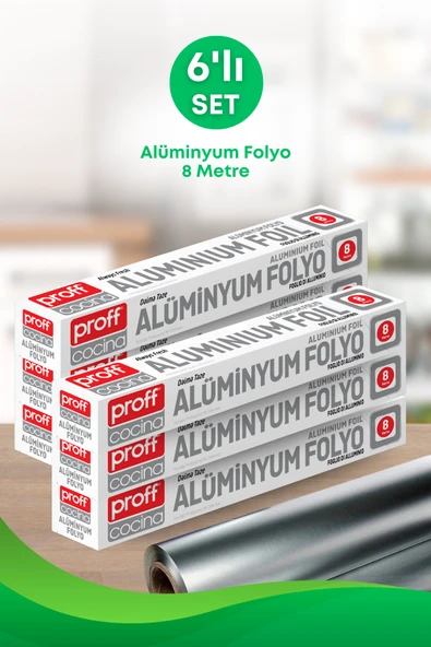 6 Adet 8 Metre Alüminyum Folyo  Dayanıklı ve Çok Amaçlı Mutfak Folyosu- 8 Metre Folyo ürün görseli