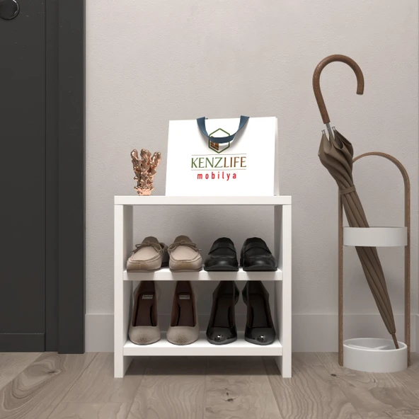 Kenzlife ayakkabılık mısri mat beyaz suntalam 035*040*20 dört çift ayakkabı kapasitesi arkalıksız - 1