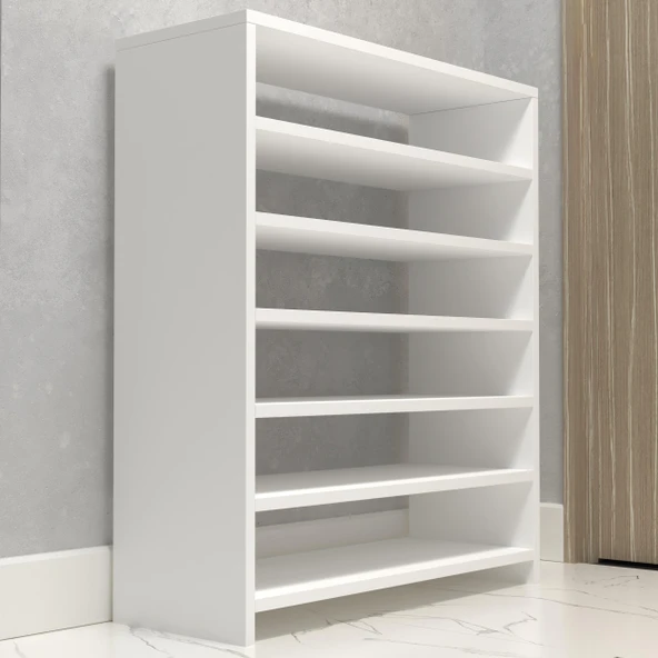 Kenzlife kapaklı ayakkabılık bosnevi mat beyaz suntalam 095*080*30 yimidört çift ayakkabı kapasitesi arkalıksız - 3