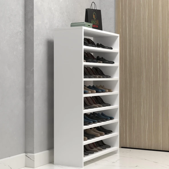 Kenzlife ayakkabılık konevi mat beyaz suntalam 125*080*30 otuziki çift ayakkabı kapasitesi arkalıksız ürün görseli 1