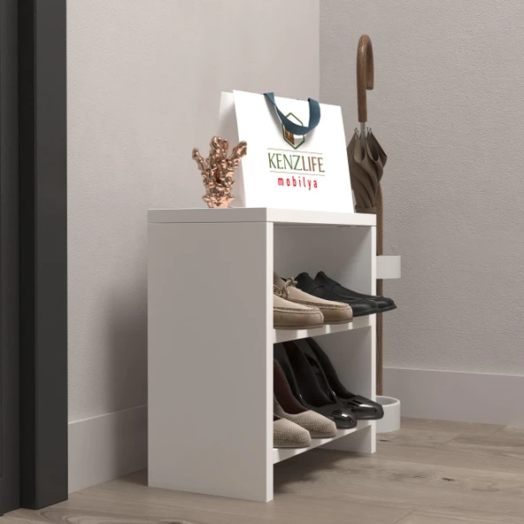 Kenzlife ayakkabılık mısri mat beyaz suntalam 035*040*20 dört çift ayakkabı kapasitesi arkalıksız - 2