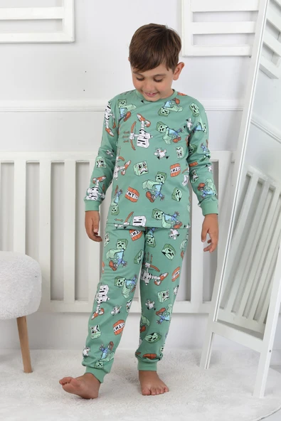 Computer Game Desenli Erkek Çocuk Pijama Takımı - Resim 11