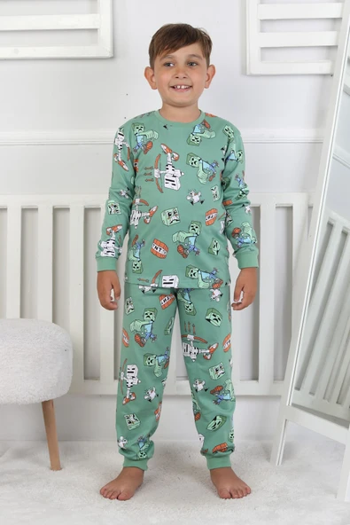 Computer Game Desenli Erkek Çocuk Pijama Takımı - Resim 8