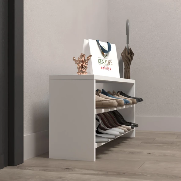 Kenzlife ayakkabılık mısri mat beyaz suntalam 035*080*20 sekiz çift ayakkabı kapasitesi arkalıksız - 2