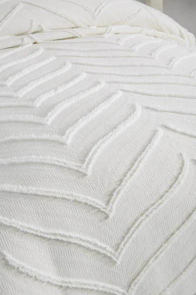 Çeyiz Diyarı Sementina 2 Parça Tek Kişilik Pike Takımı Krem - Resim 5