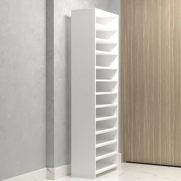 Kenzlife ayakkabılık konevi mat beyaz suntalam 183*060*30 otuzaltı çift ayakkabı kapasitesi arkalıksız - 3