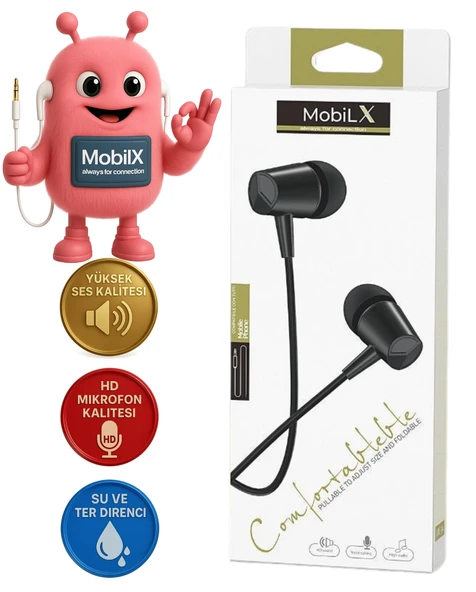 MobiLX ME-03 Beyaz Kablolu Kulak İçi Kulaklık – Aux Girişli, Extra Bass, Tüm Telefon ve Cihazlarla Uyumlu - 1