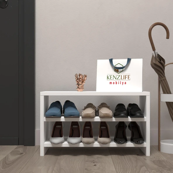 Kenzlife ayakkabılık mısri mat beyaz suntalam 035*060*20 altı çift ayakkabı kapasitesi arkalıksız - 2