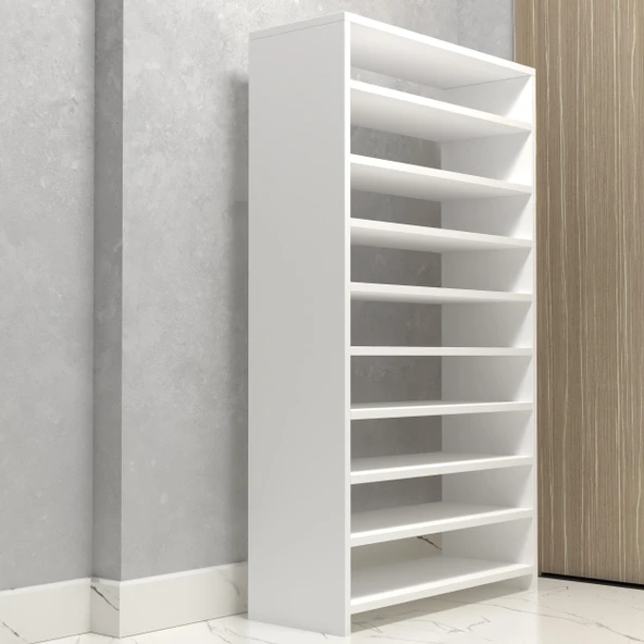 Kenzlife kapaklı ayakkabılık bosnevi mat beyaz suntalam 140*080*30 otuzaltı çift ayakkabı kapasitesi arkalıksız - Resim 3