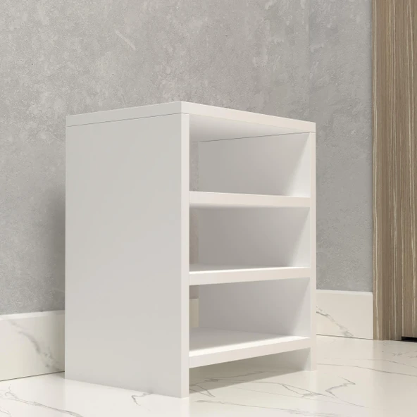 Kenzlife ayakkabılık konevi mat beyaz suntalam 050*040*30 altı çift ayakkabı kapasitesi arkalıksız - 3