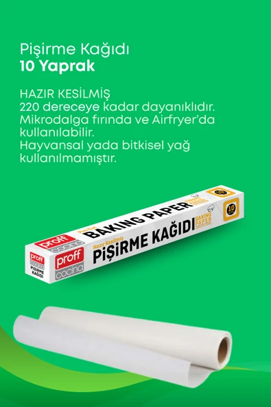 6 Adet 10 Metre Hazır Kesilmiş Fırın Pişirme Kağıdı  Yağ Geçirmez Fırın Kağıdı - Resim 3