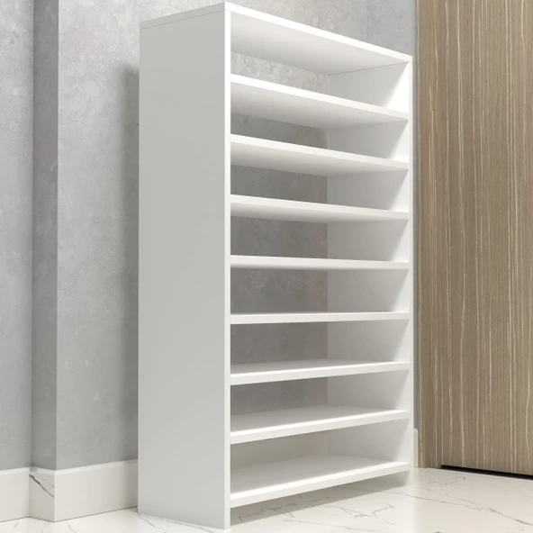 Kenzlife ayakkabılık konevi mat beyaz suntalam 125*080*30 otuziki çift ayakkabı kapasitesi arkalıksız - Resim 3