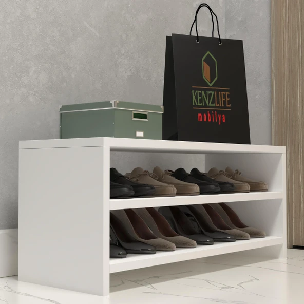 Kenzlife ayakkabılık konevi mat beyaz suntalam 035*080*30 sekiz çift ayakkabı kapasitesi arkalıksız - 1