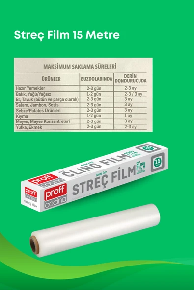 6 Adet 15 Metre Streç Film  Gıda Saklama ve Sarma Filmi - Resim 3