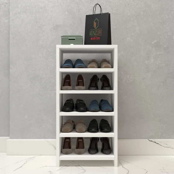 Kenzlife ayakkabılık konevi mat beyaz suntalam 080*040*30 on çift ayakkabı kapasitesi arkalıksız - Resim 2