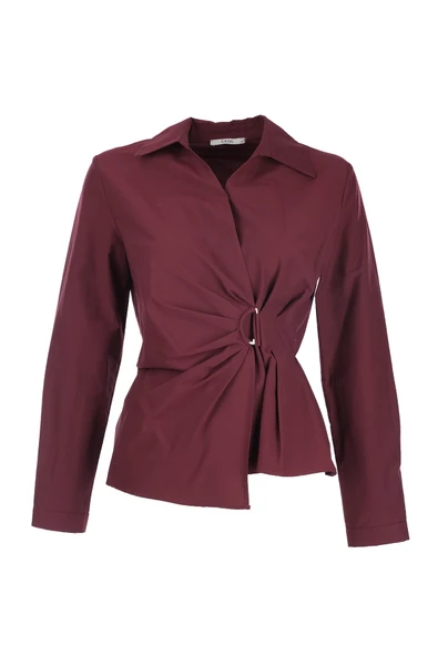 Kruvaze Yaka Önü Tokalı Bluz Ekol - Resim 3