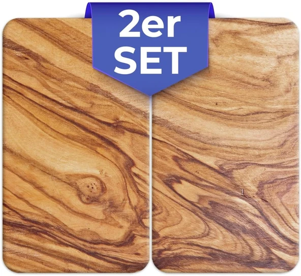 2'li 30x52 Cm Cam Ocak Koruyucu 4'lü Ocaklar Için Ahşap Model - Resim 4