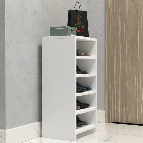 Kenzlife ayakkabılık konevi mat beyaz suntalam 080*040*30 on çift ayakkabı kapasitesi arkalıksız ürün görseli
