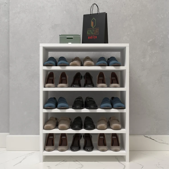 Kenzlife kapaklı ayakkabılık bosnevi mat beyaz suntalam 080*080*30 yimi çift ayakkabı kapasitesi arkalıksız - Resim 2